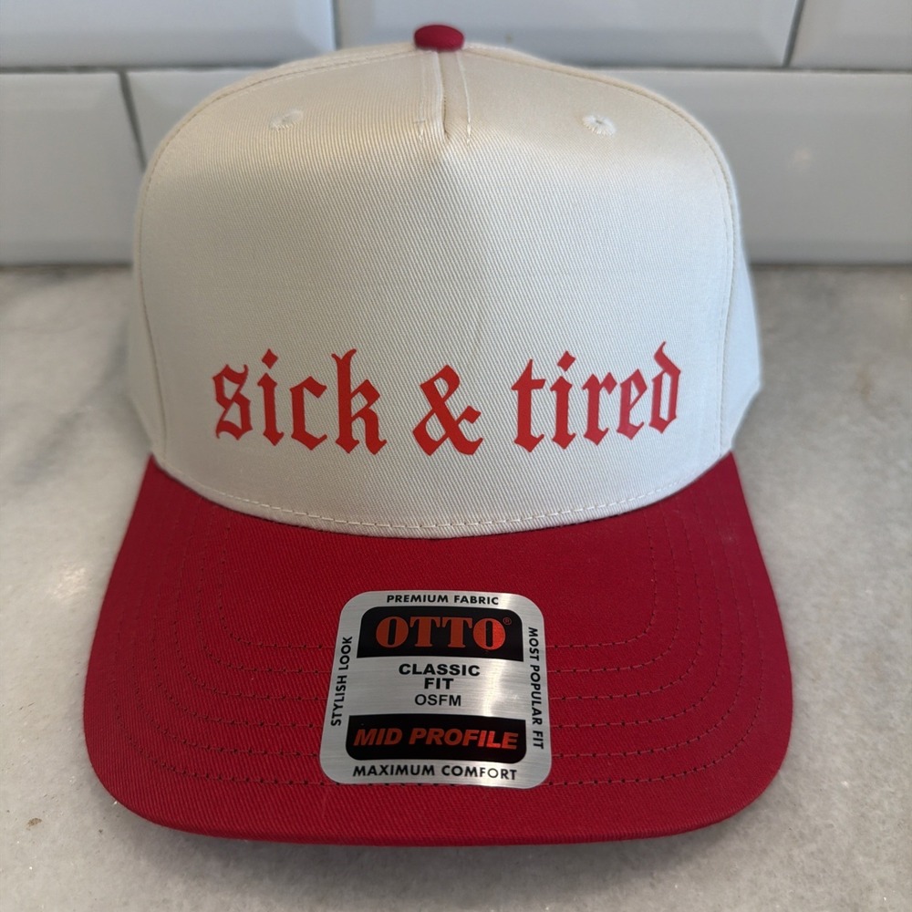 Sick And Tired Khaki/red Trucker Hat